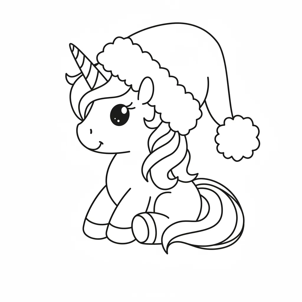 Unicornio de Navidad 11 para colorear para niño de 4 años