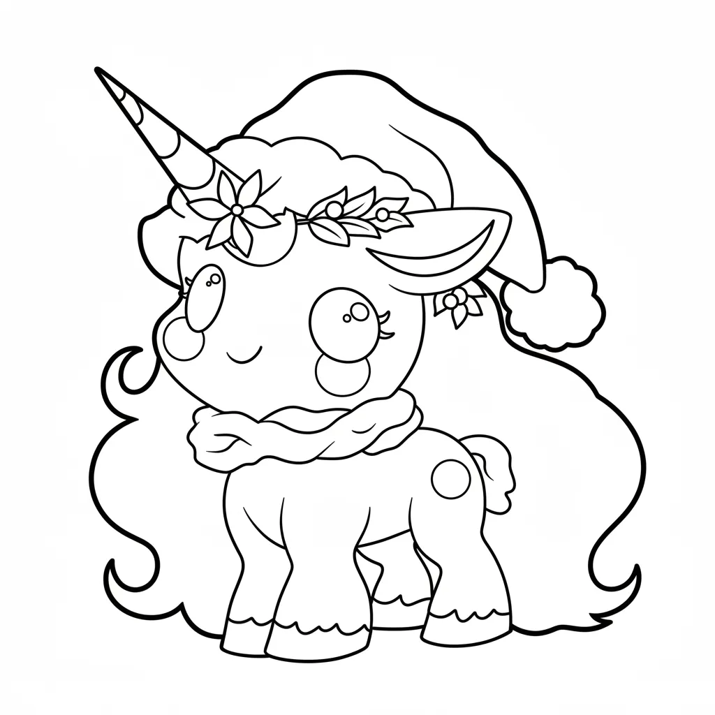 Unicornio de Navidad 17 para colorear para imprimir