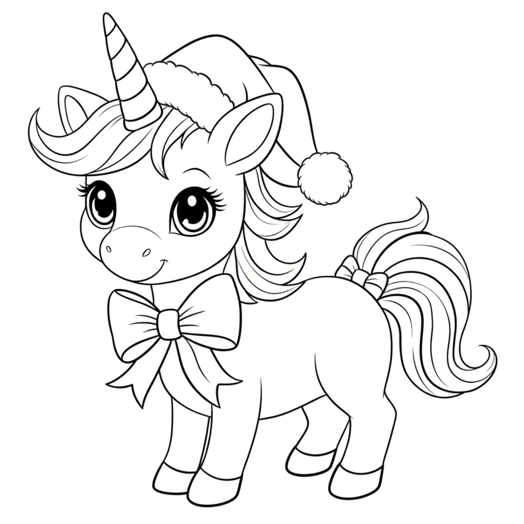 Unicornio de Navidad 18 para colorear para imprimir
