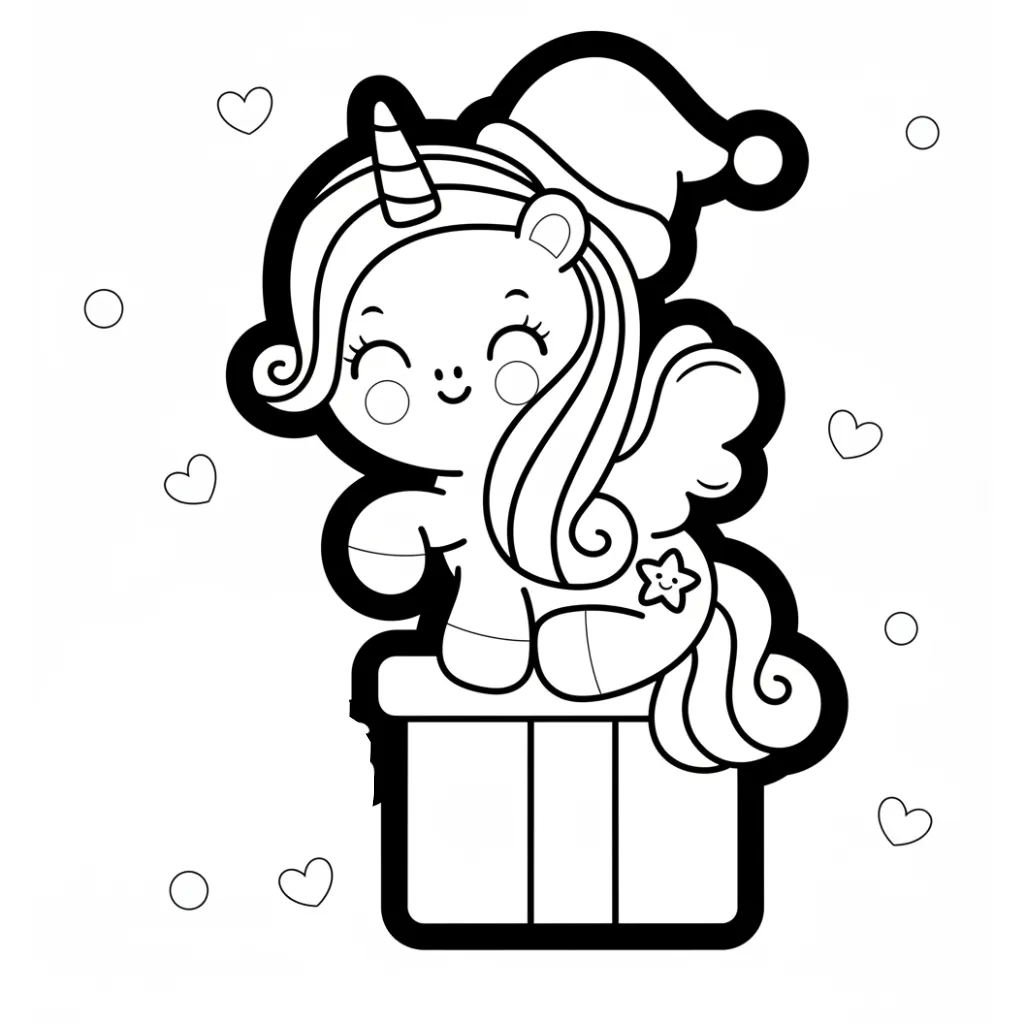 Unicornio de Navidad 20 para colorear para imprimir para niño de 7 años