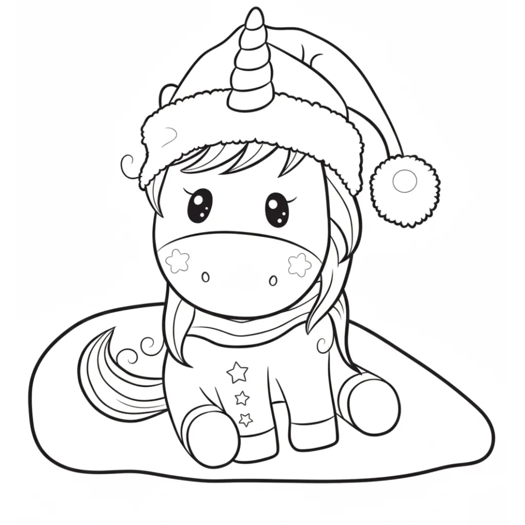 Unicornio de Navidad 21 para colorear para niño de para imprimir