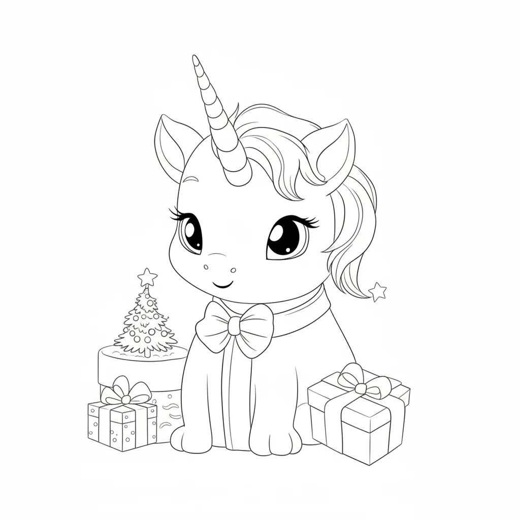 Unicornio de Navidad 3 para colorear en línea