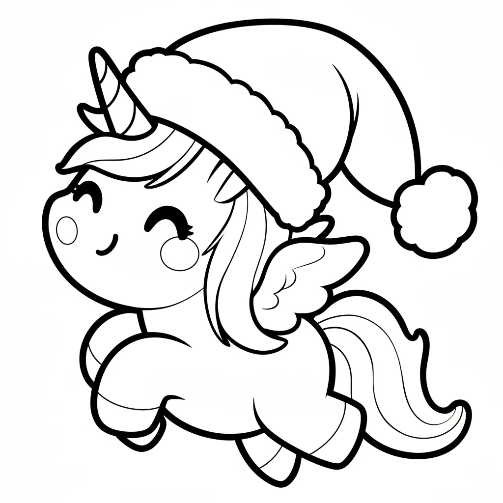 Unicornio de Navidad 5 para dibujar e imprimir