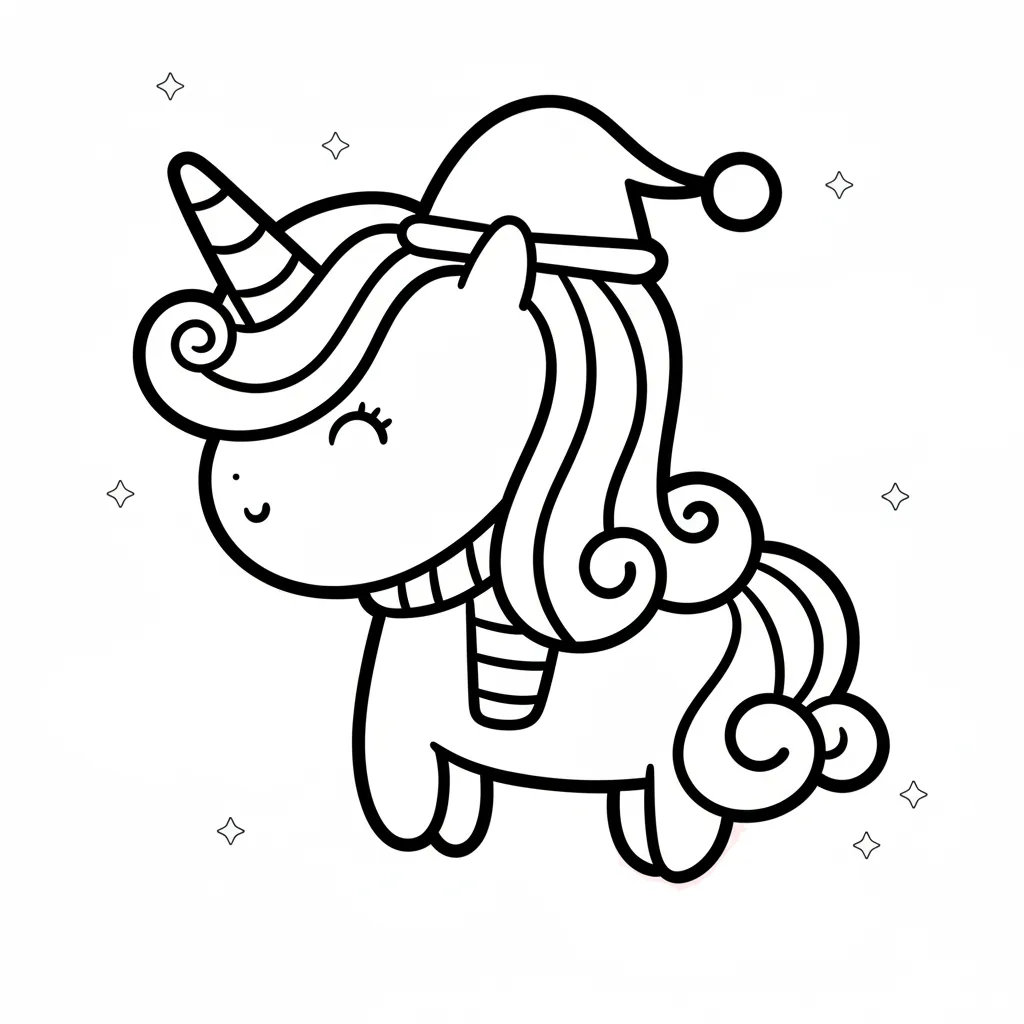 imagen de Unicornio de Navidad 7 para colorear para niño