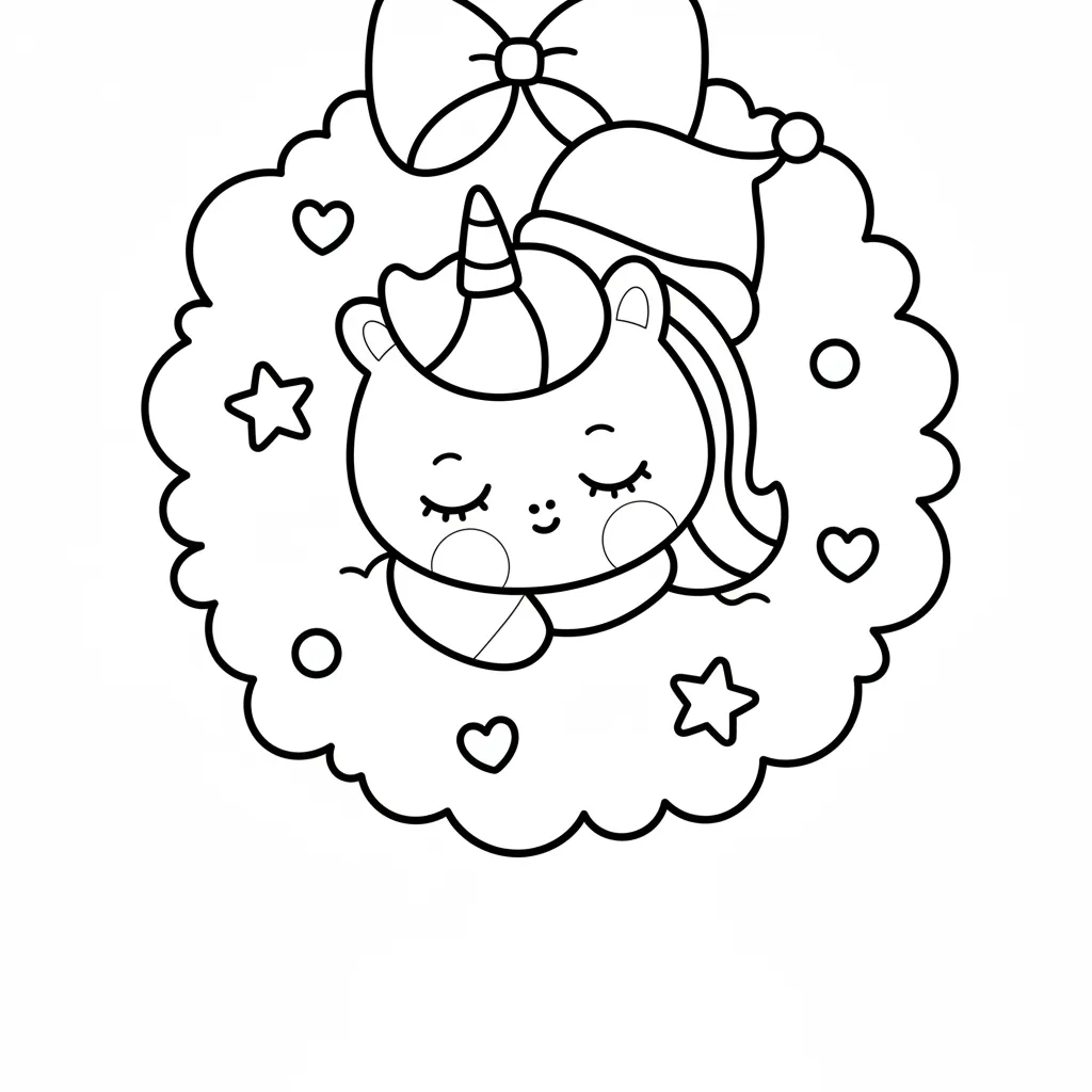 Unicornio de Navidad 8 para colorear gratis en línea
