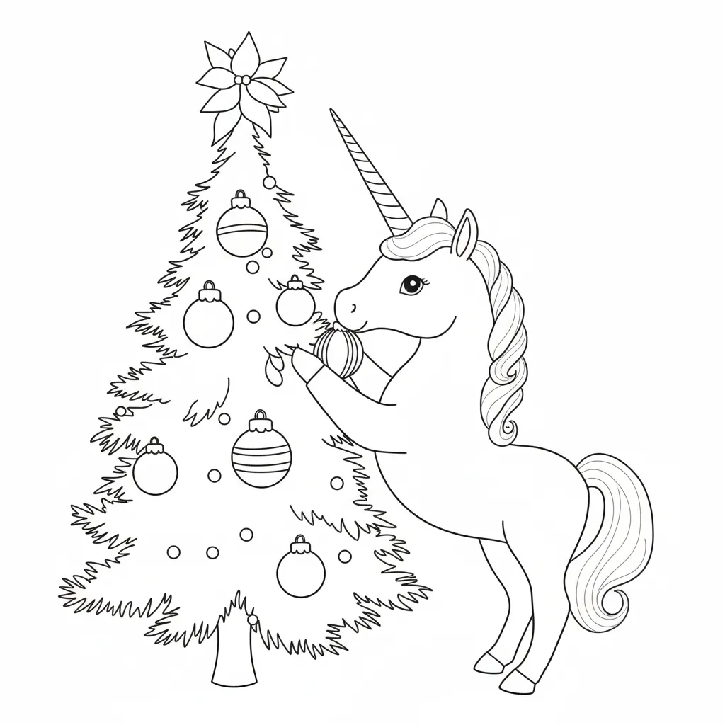 Unicornio de Navidad 9 para dibujar en línea