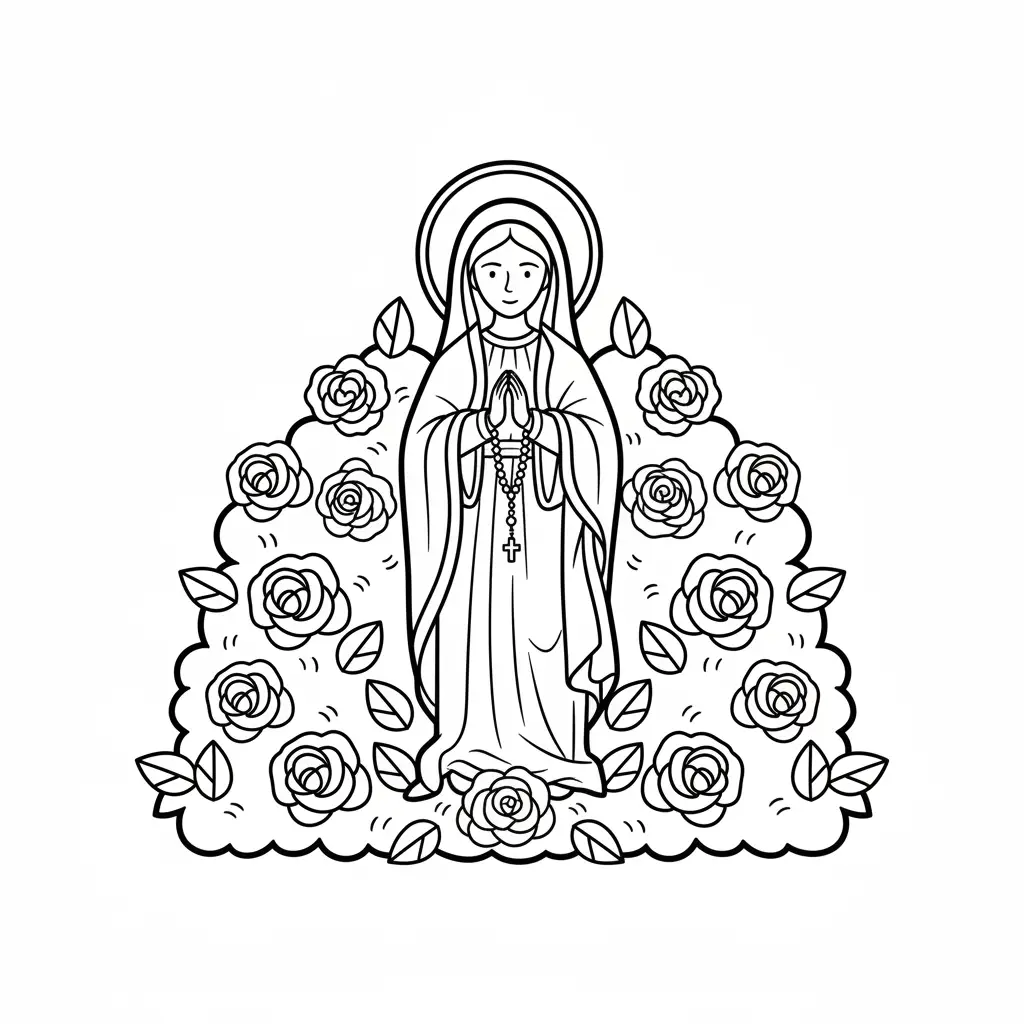 Virgen De Guadalupe para colorear para niño gratis