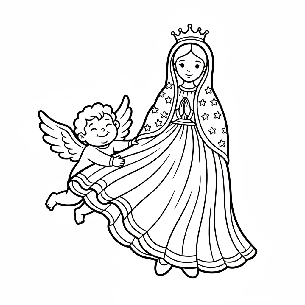 imprimir Virgen De Guadalupe para colorear