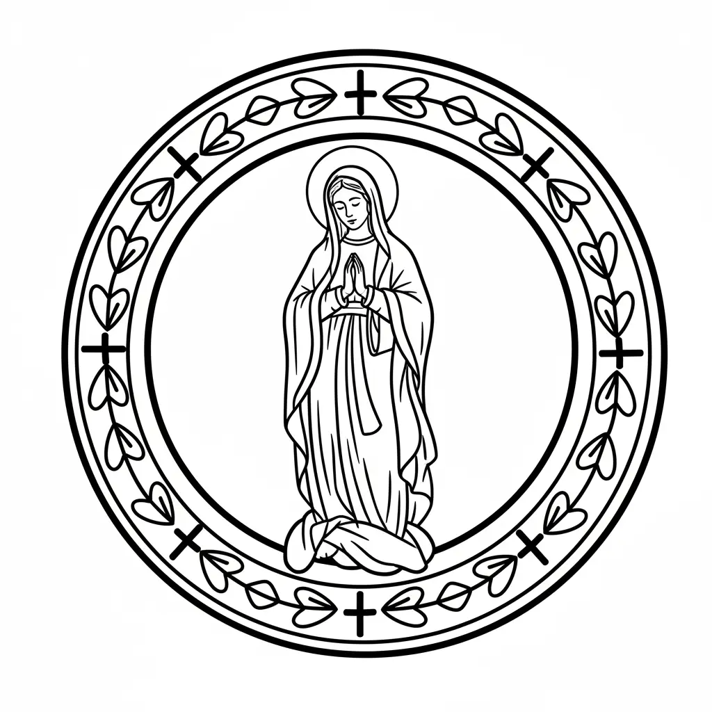 Virgen De Guadalupe para colorear para niños para imprimir gratis