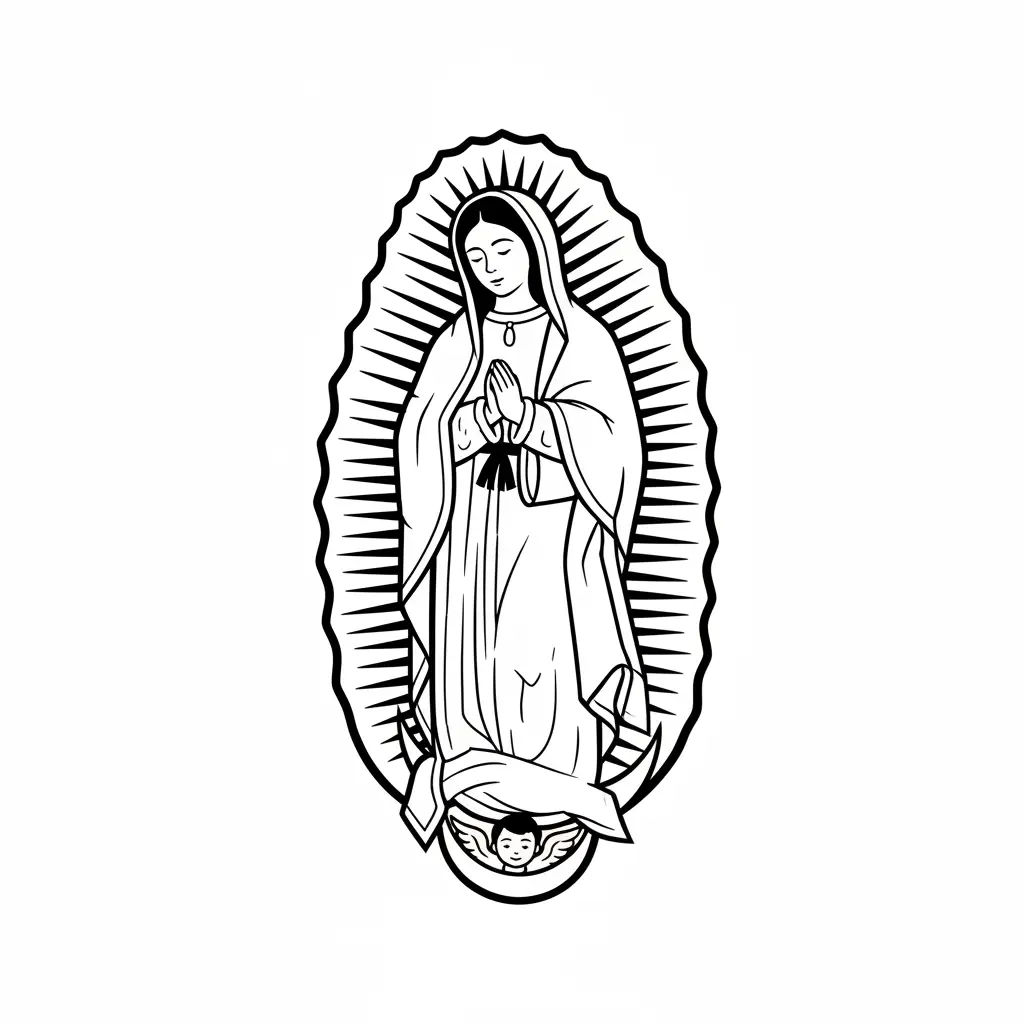 Virgen De Guadalupe para colorear para niños para imprimir