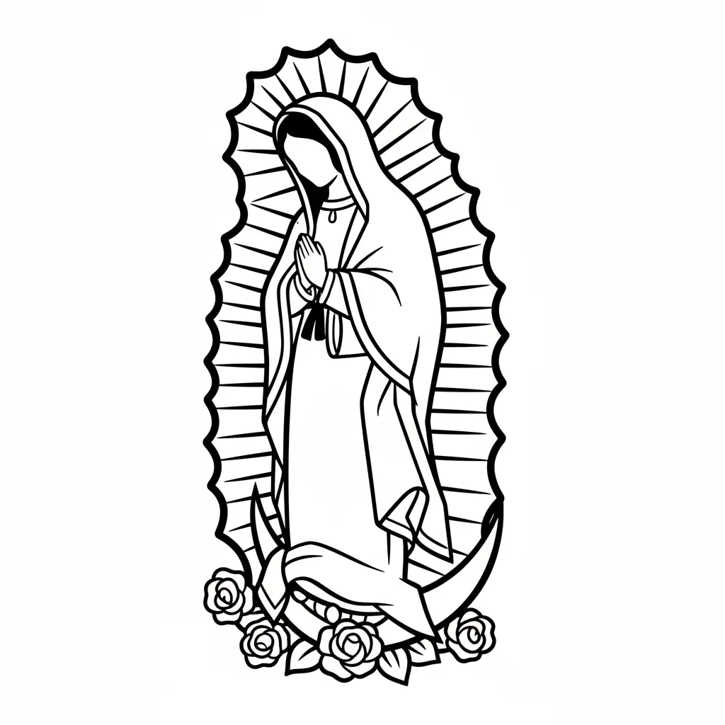 para imprimir Virgen De Guadalupe para colorear gratis