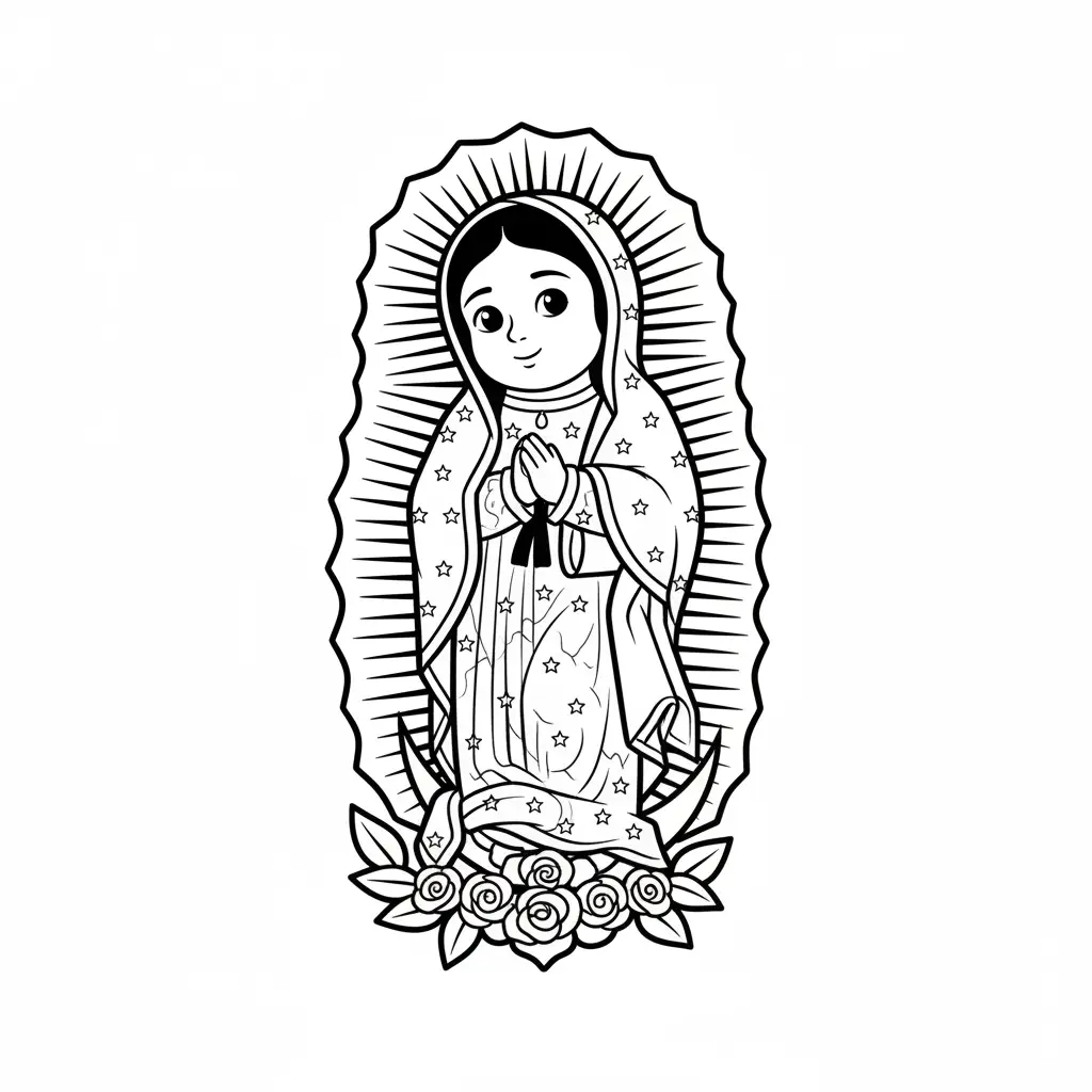 para imprimir Virgen De Guadalupe para colorear gratis 1