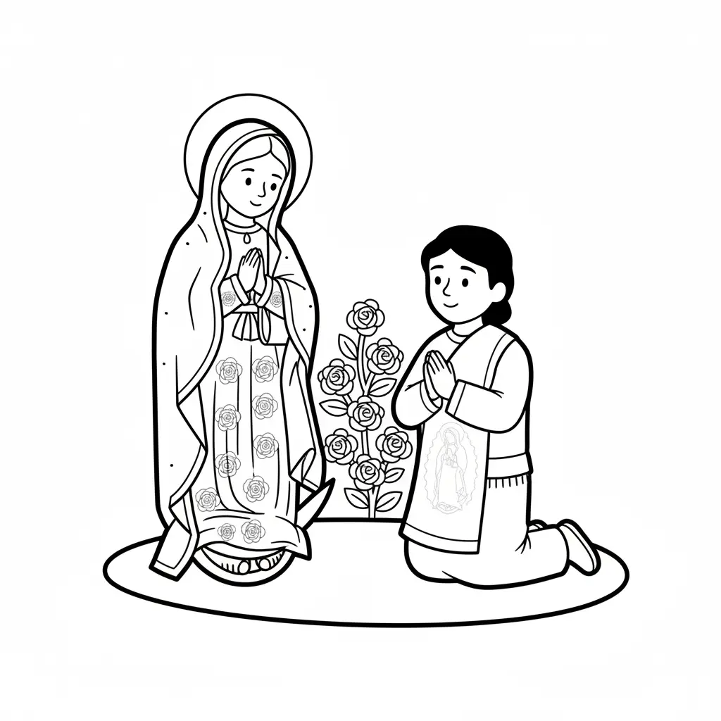 Virgen De Guadalupe para colorear en línea para niño