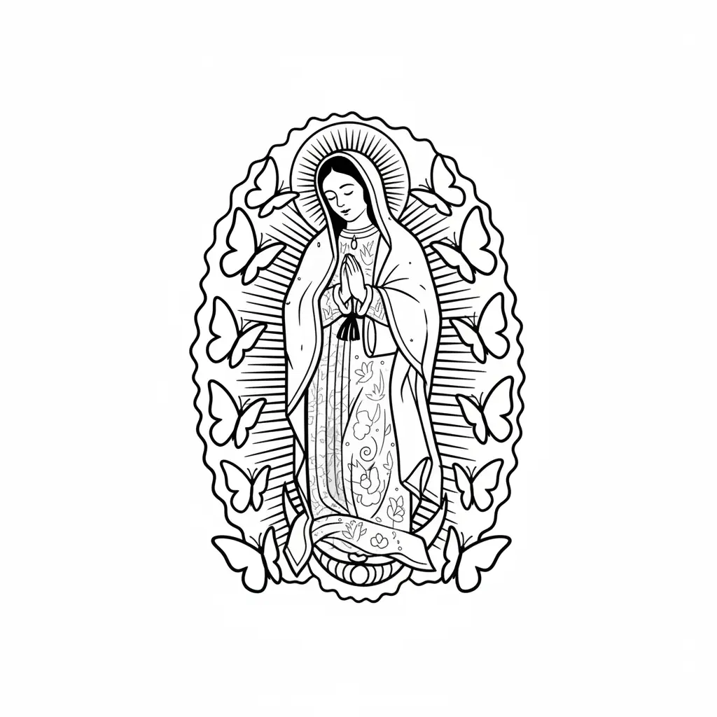 Virgen De Guadalupe para colorear para imprimir gratis pdf