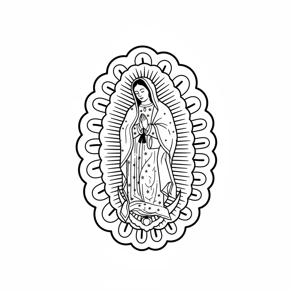 Virgen De Guadalupe para colorear para imprimir pdf gratis 1