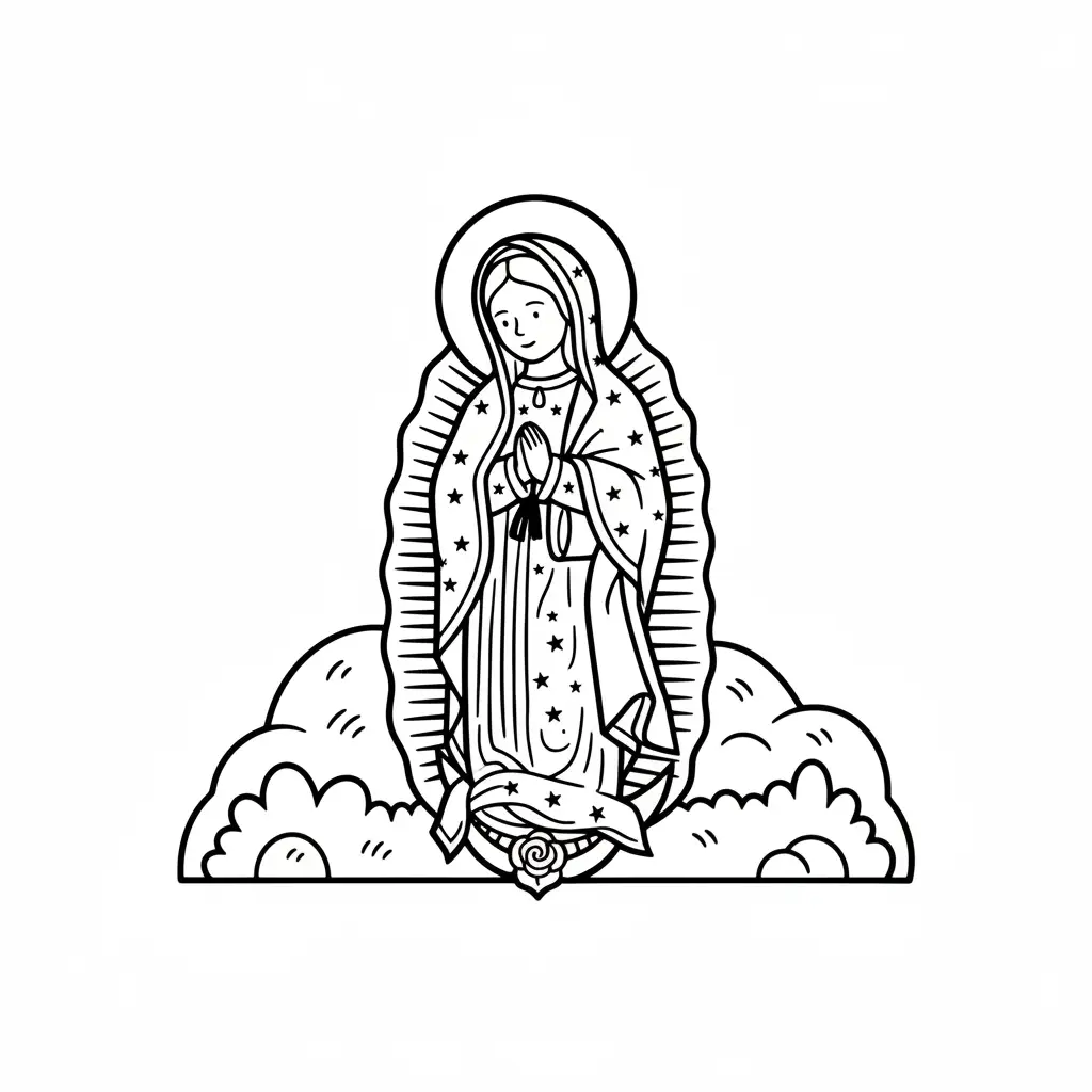 Virgen De Guadalupe para colorear para imprimir para niño de 7 años