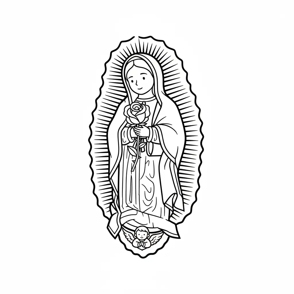 Virgen De Guadalupe para colorear para niños