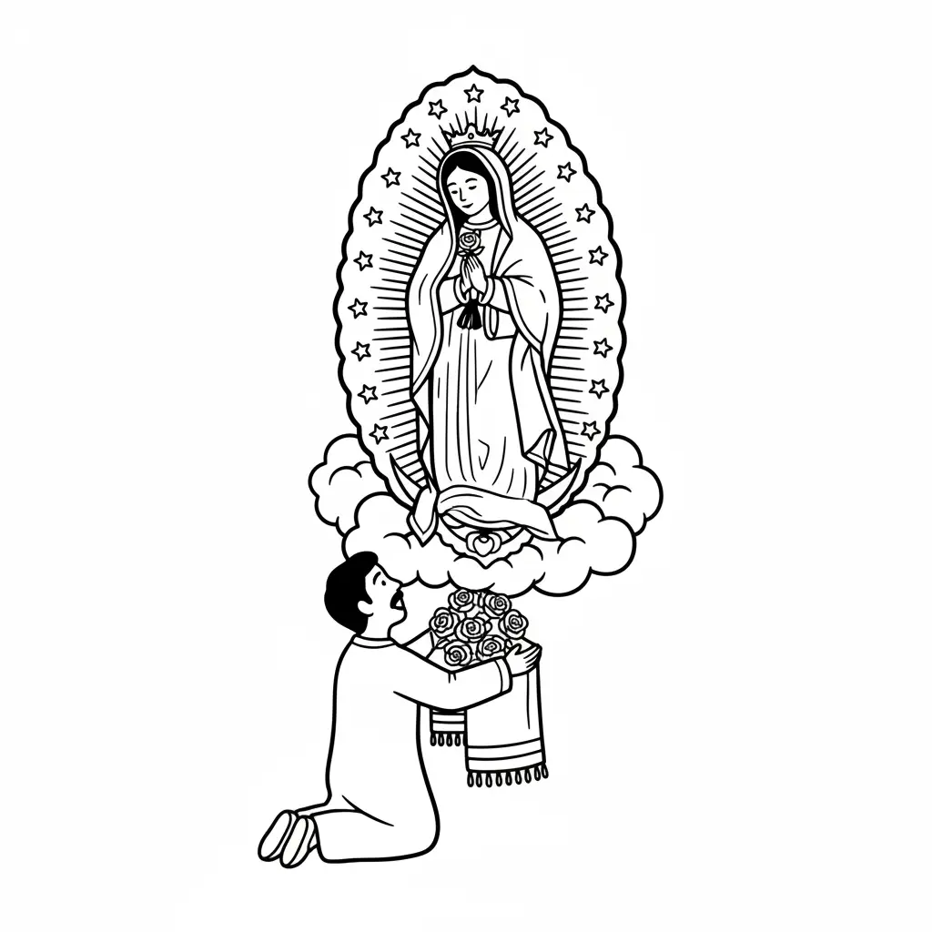 Virgen De Guadalupe para colorear para niño de 4 años