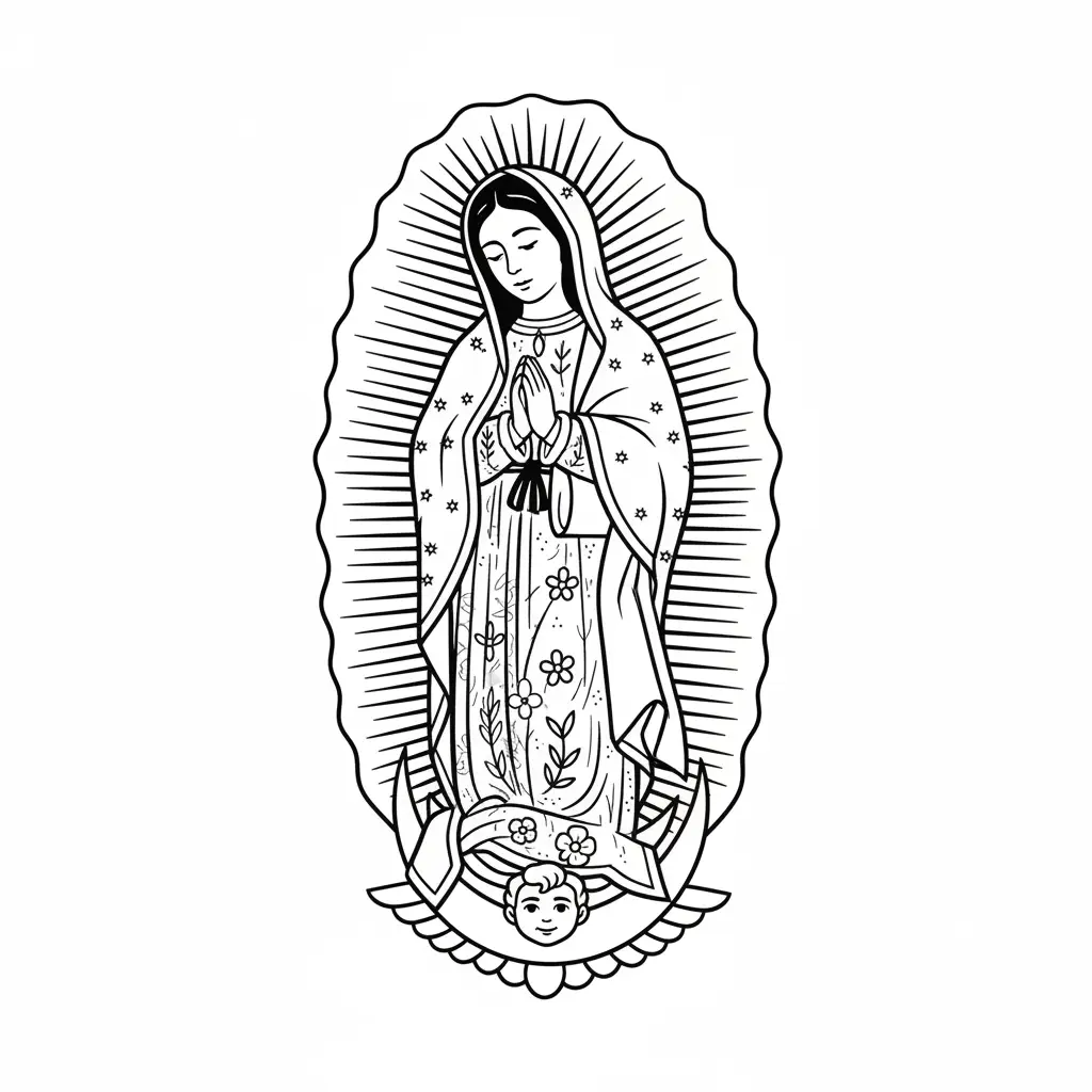 Virgen De Guadalupe para colorear para imprimir