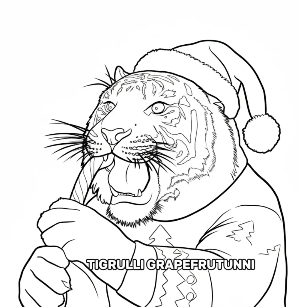 imagen para colorear Italian Brainrot de Navidad 20 niño