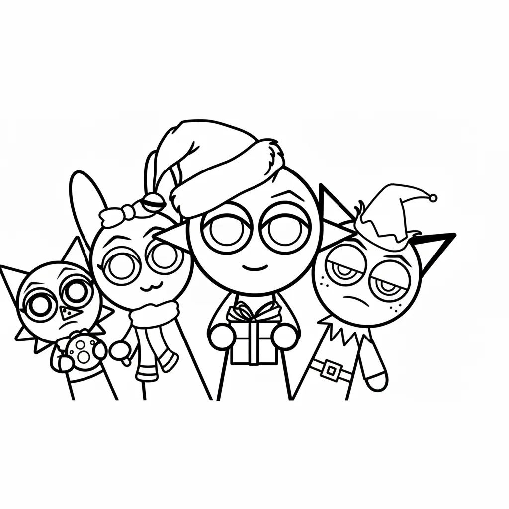 Sprunki de Navidad 18 para colorear para imprimir a4