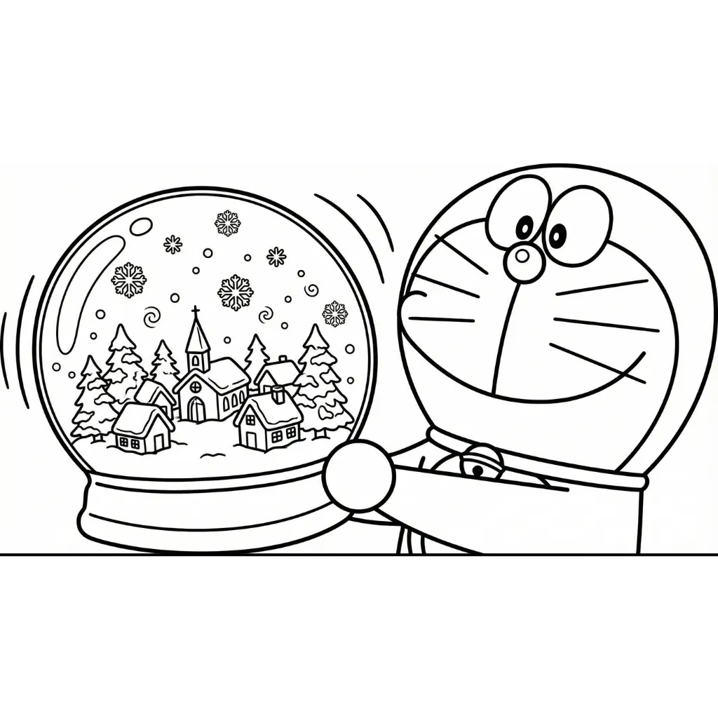 Doraemon de Navidad 4 para colorear de para niños
