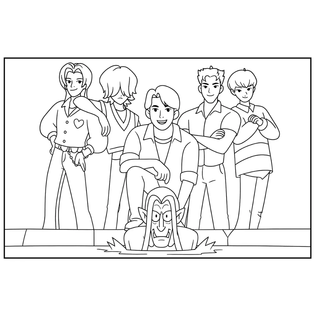 imprimir Saja Boys 5 para colorear para niño