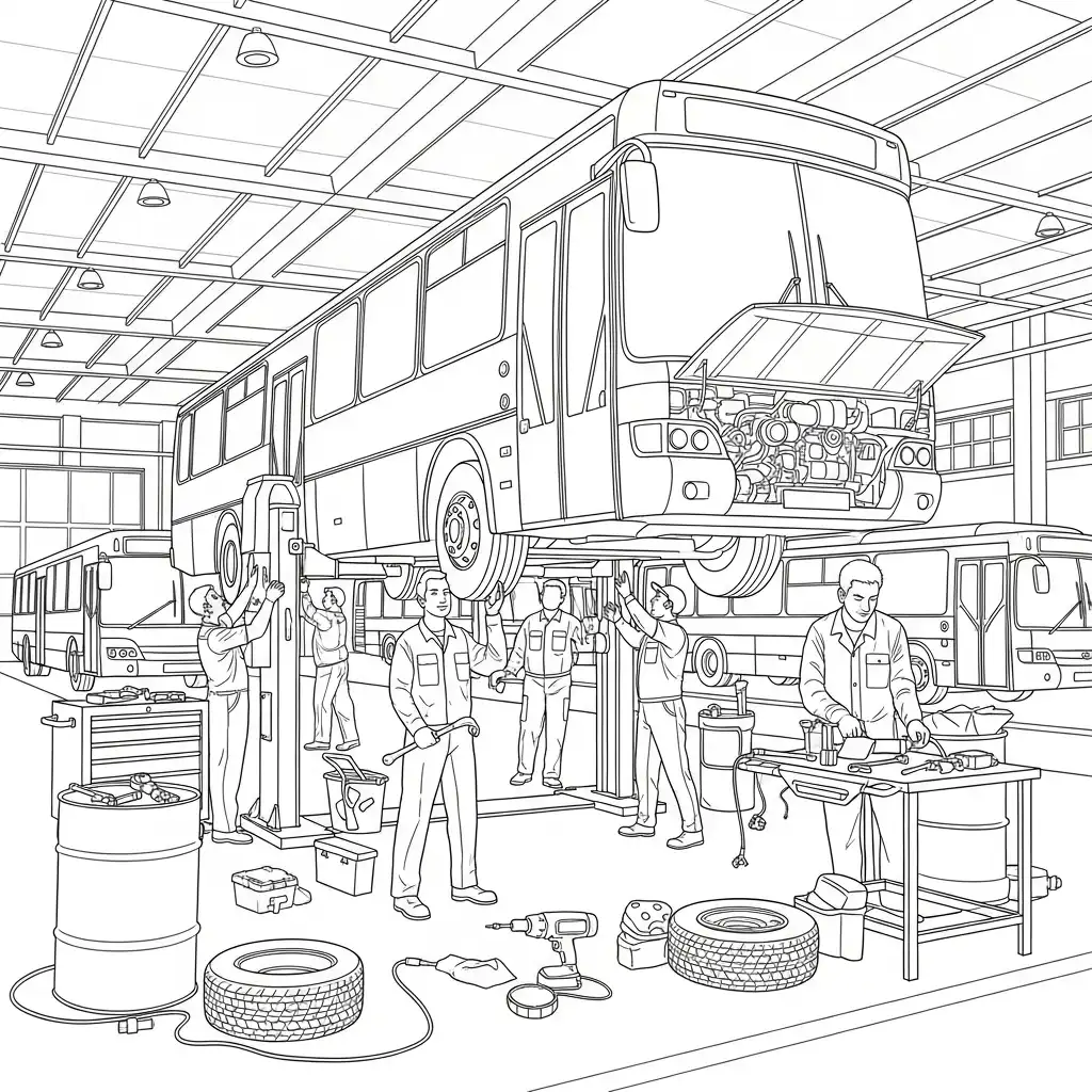 Autobus para colorear para niños para imprimir 1