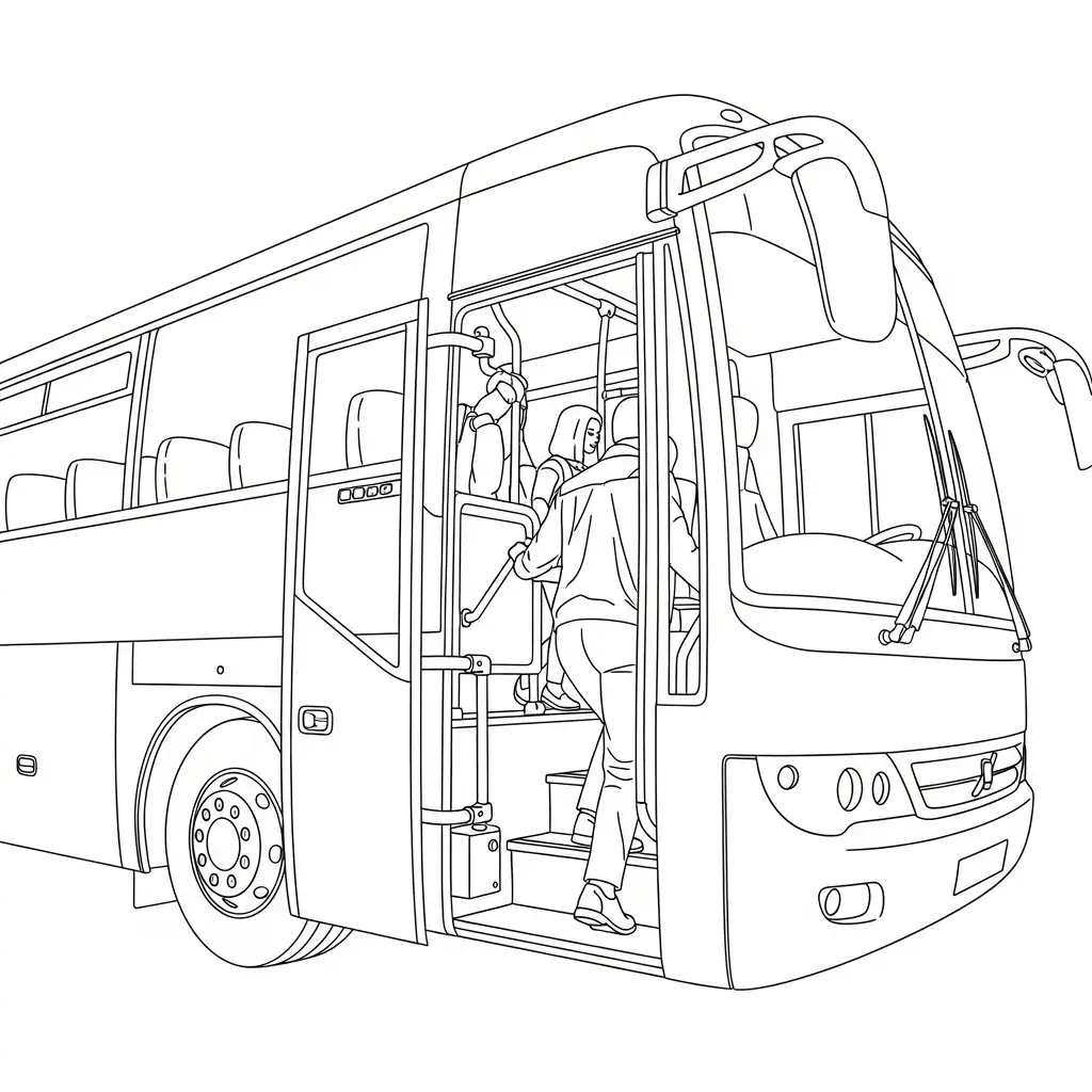 imagen para colorear Autobus niño