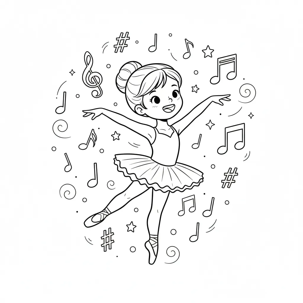 Bailarina 3 para colorear para imprimir para niño de 4 años