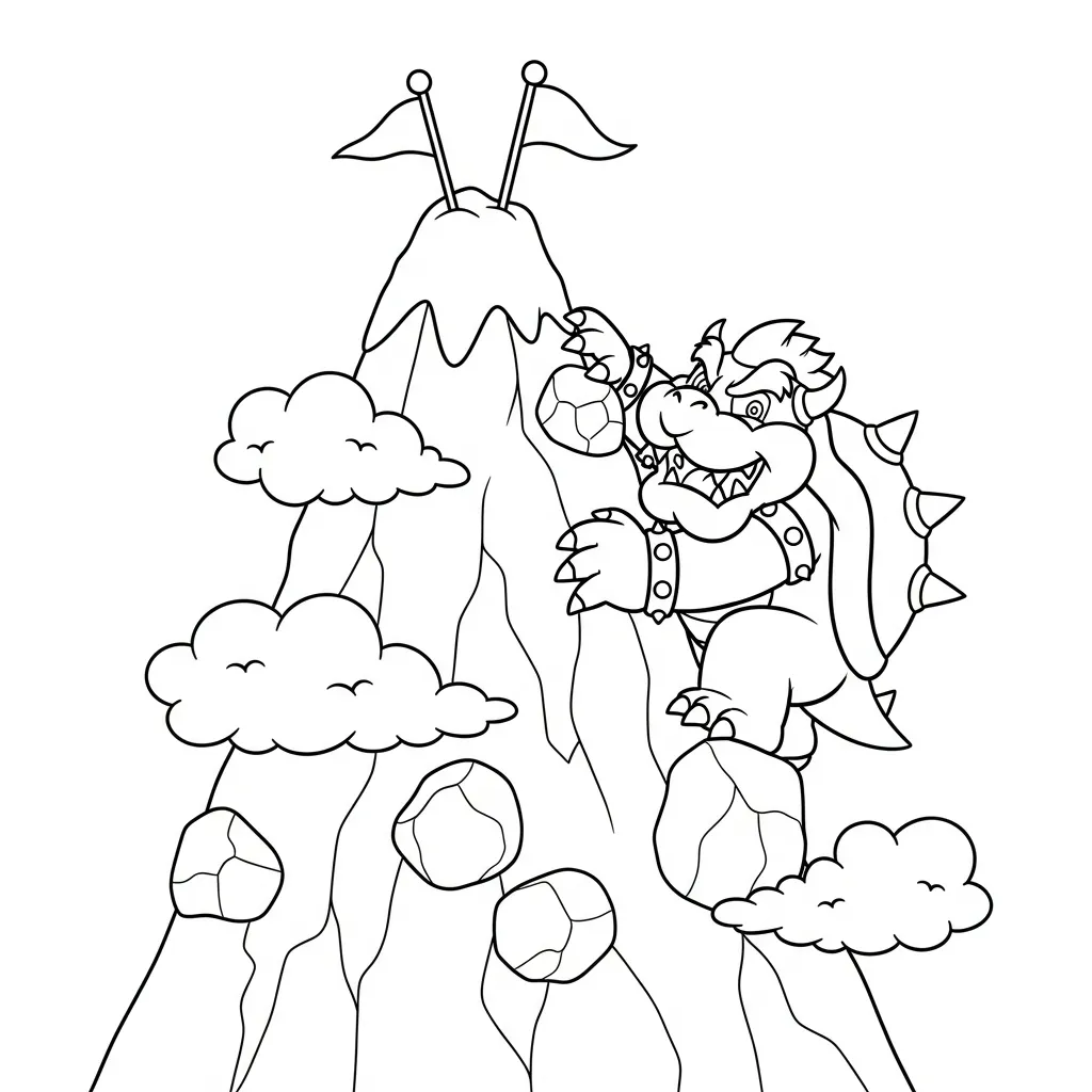 Bowser 11 para colorear para imprimir para niño de 2 años