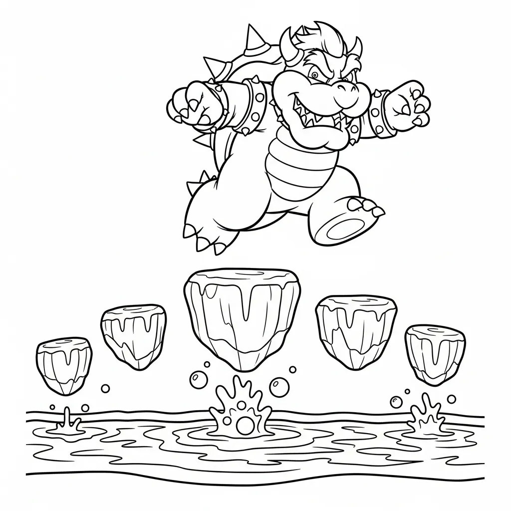 Bowser 12 para colorear para niños para imprimir