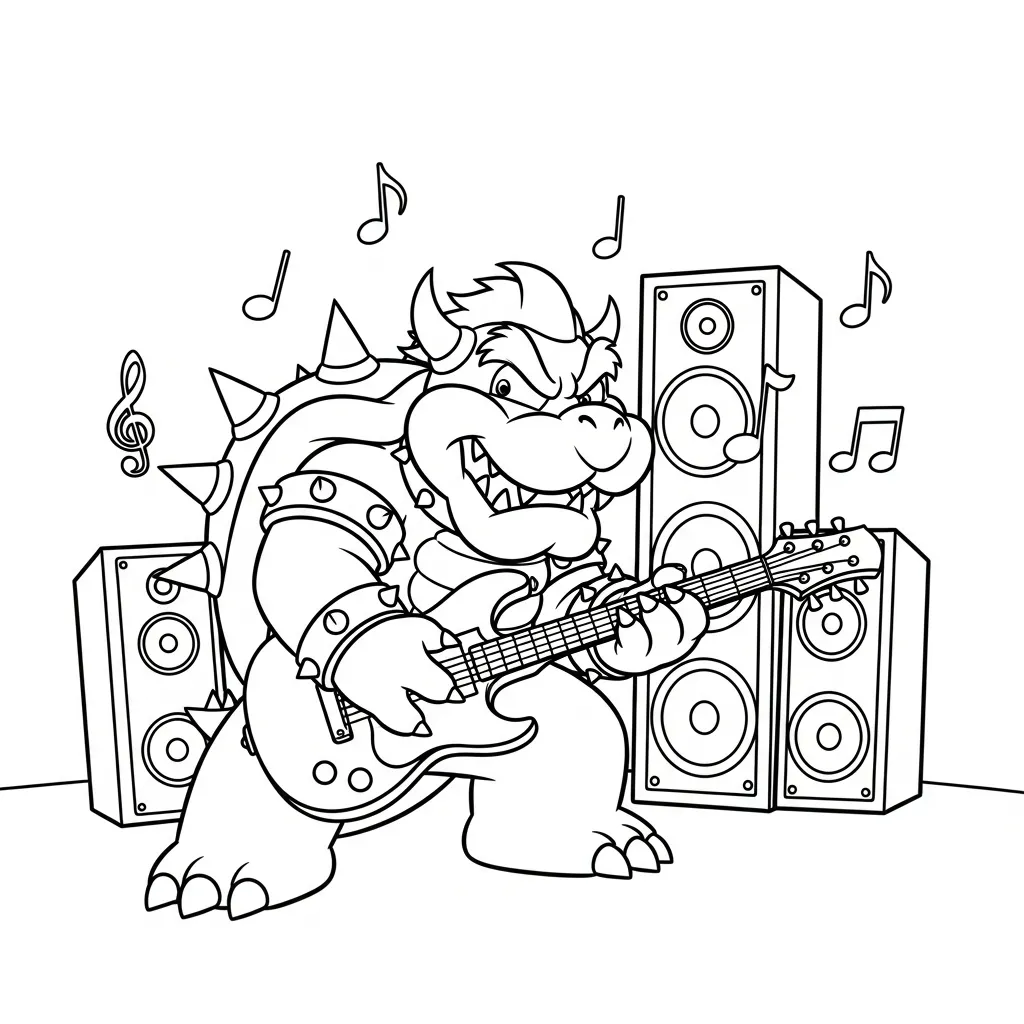 Bowser 13 para colorear para niño para imprimir gratis