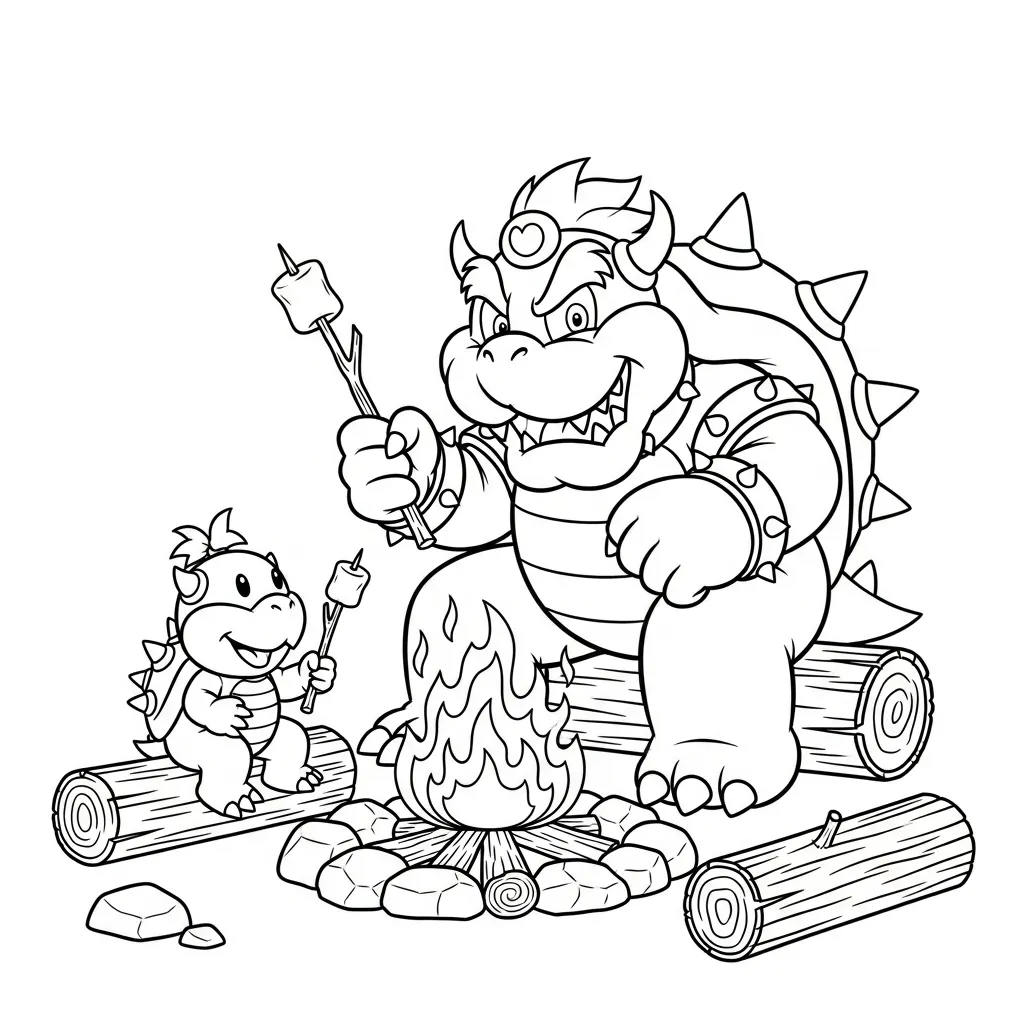 Bowser 19 para colorear para niño de 3 años