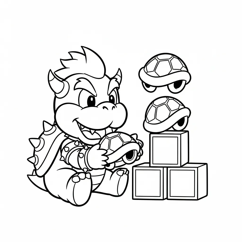 Bowser 8 para colorear y recortar para imprimir