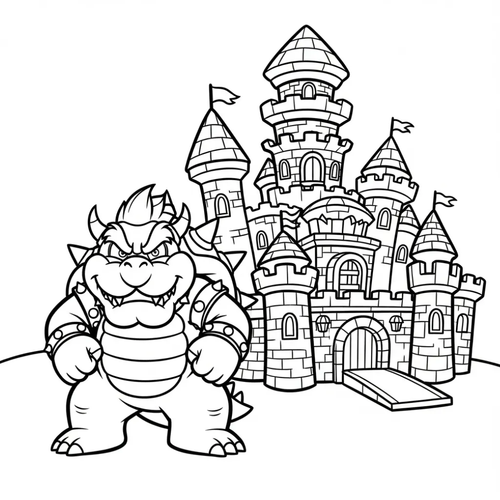 Bowser 9 para colorear gratis para imprimir