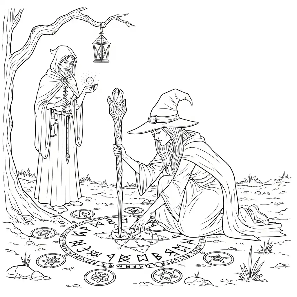 Brujas para colorear para imprimir gratis 2