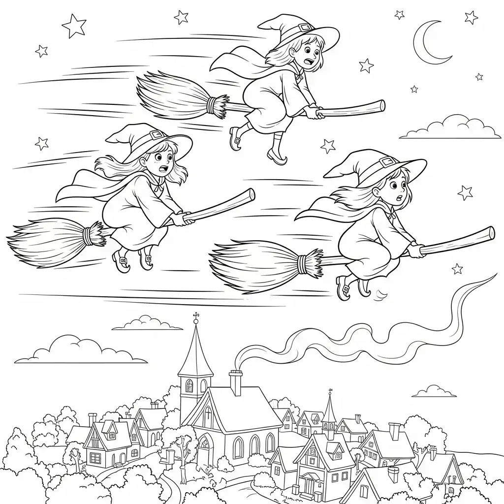 Brujas para colorear para imprimir para niño de 7 años
