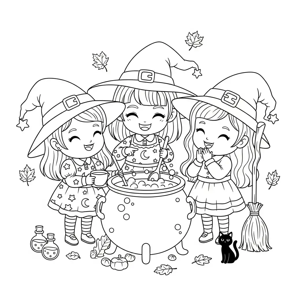 Brujas para colorear para imprimir gratis