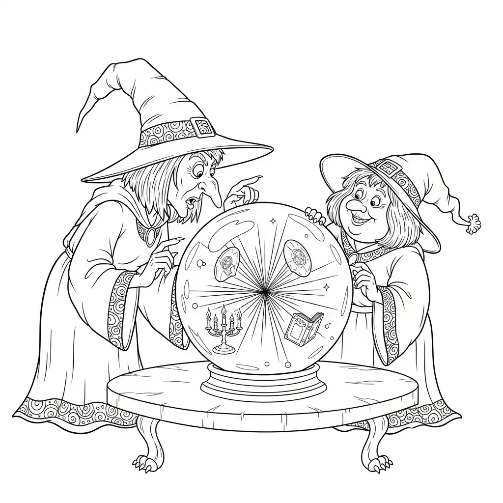 Brujas para colorear para imprimir kawaii