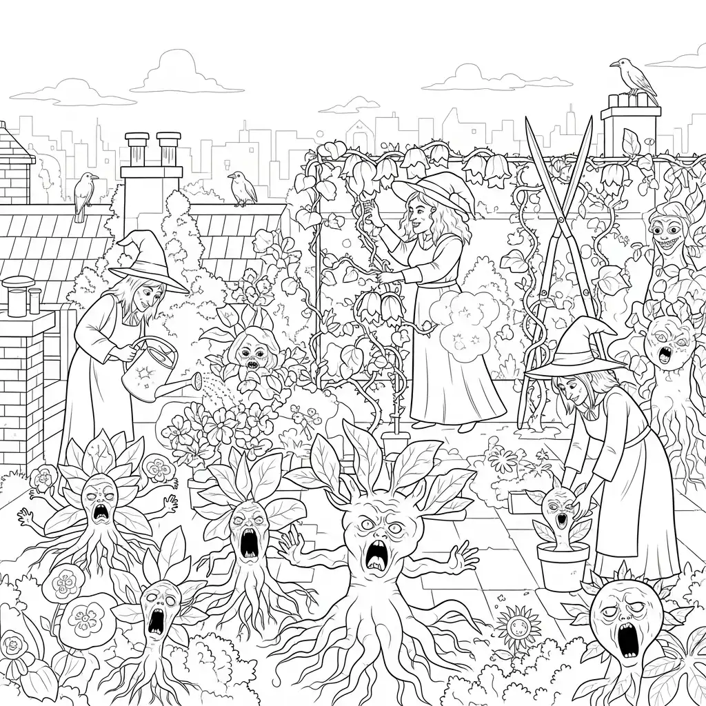 Brujas para colorear para imprimir gratis 4