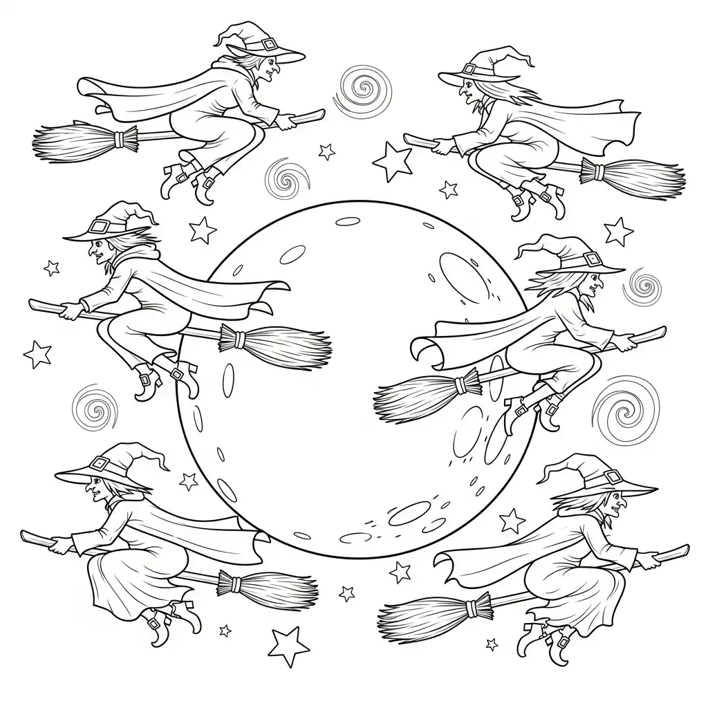 Brujas de niño para colorear para imprimir