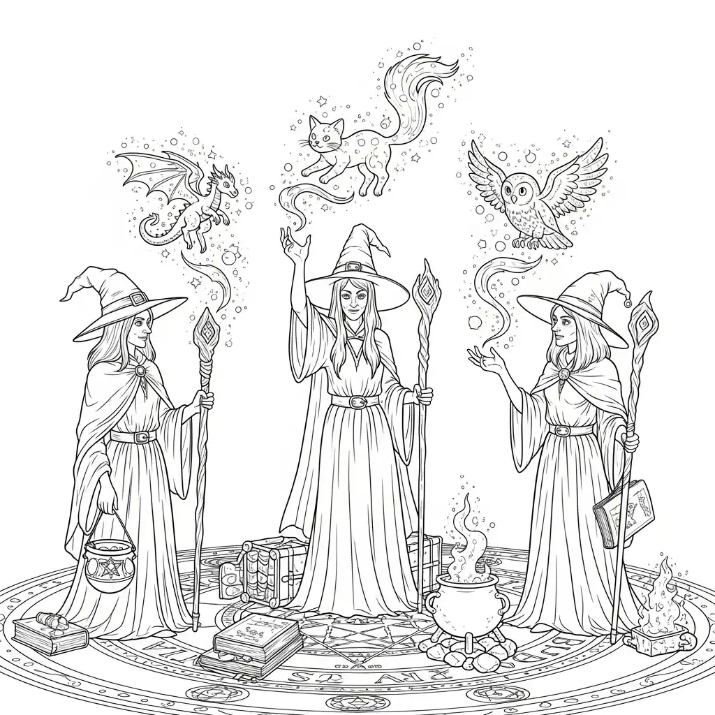 imprimir Brujas para colorear