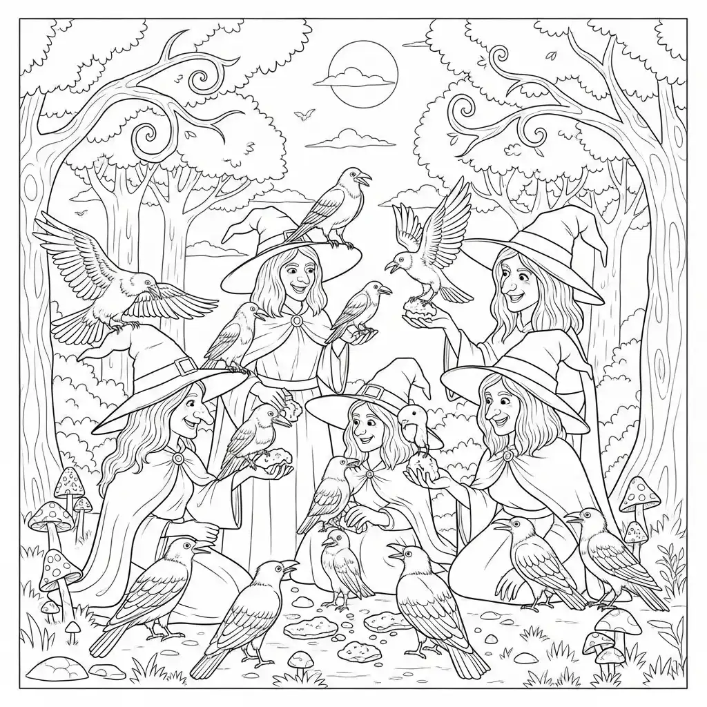 Brujas para colorear para niño gratis