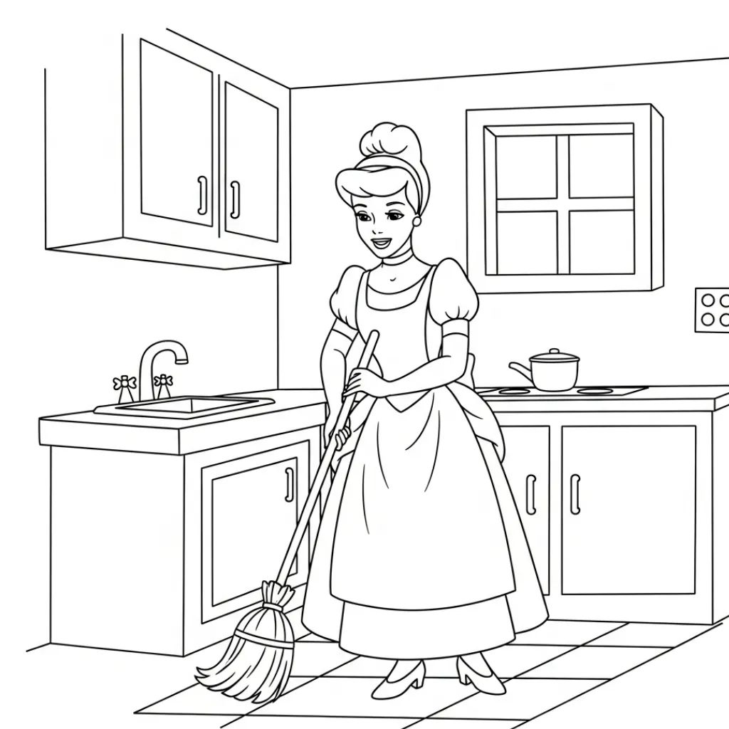 Cenicienta 10 para colorear para niño de 10 años