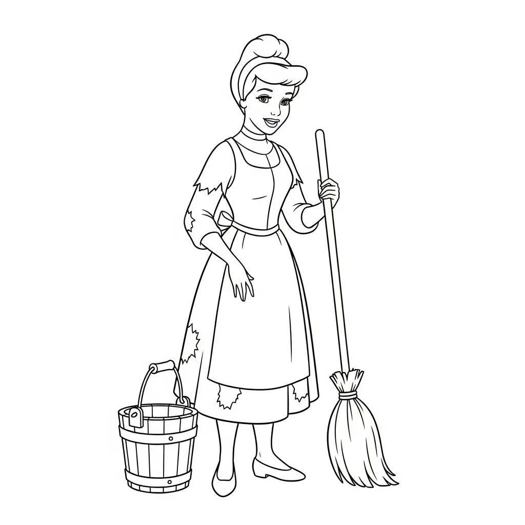 Cenicienta 17 para colorear gratis para niños