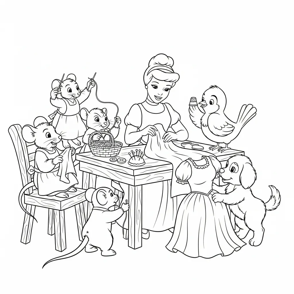 Cenicienta 2 para colorear educativo para niño