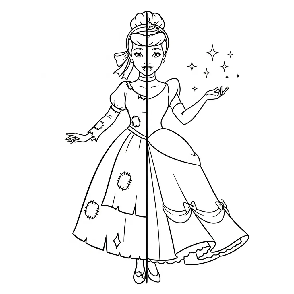 Cenicienta 6 para colorear gratis en línea