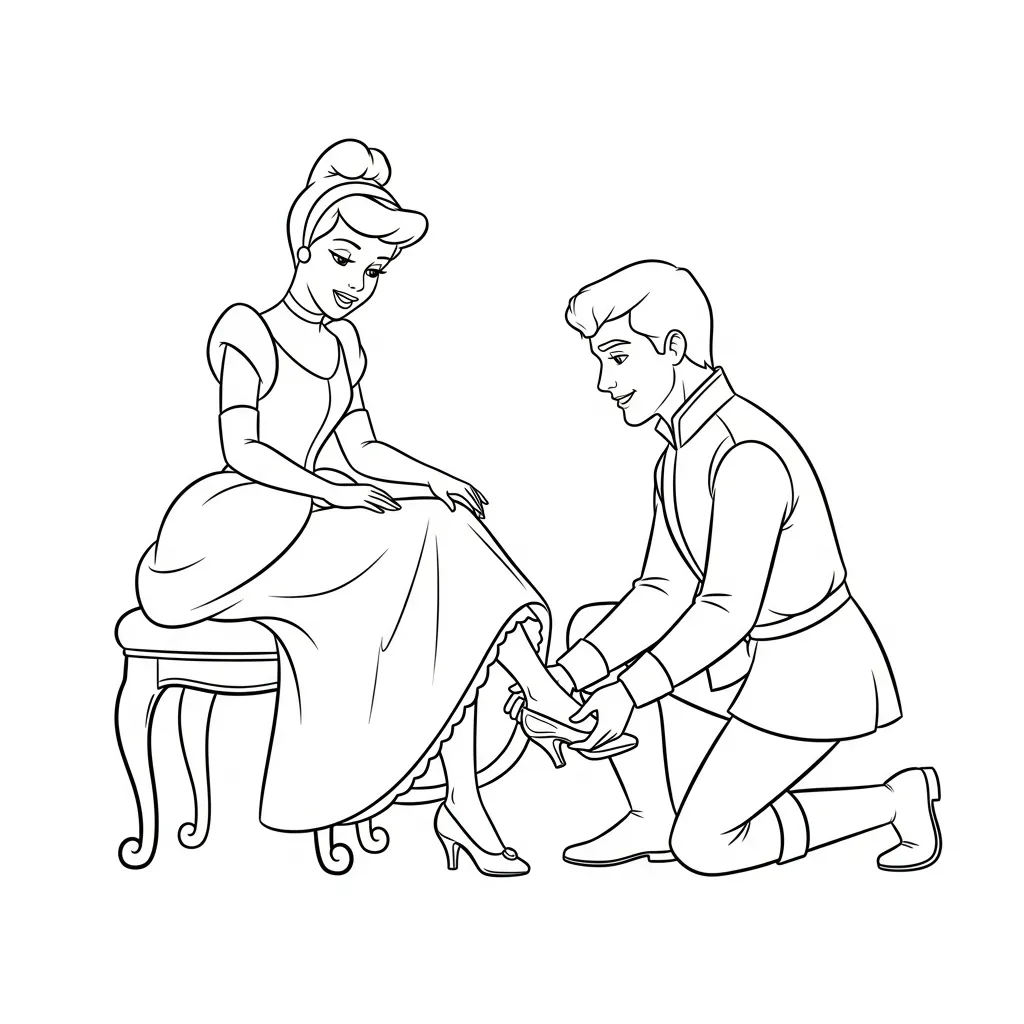 imprimir Cenicienta 9 para colorear para niño