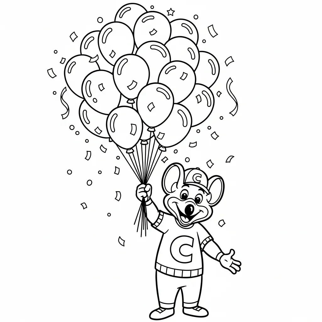 Chuck E. Cheese 1 para colorear para niño de 6 años